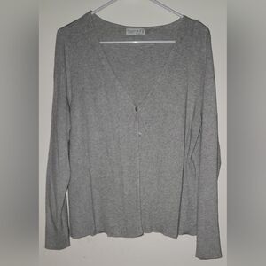 Grey ribbed button cardigan